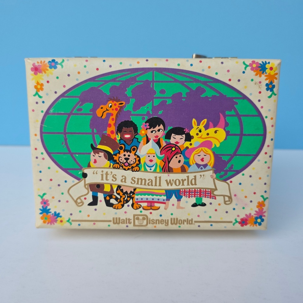 Vintage Disney It's a Small World Music Jewelry Box 6" x 4.15" x 3" 1970s